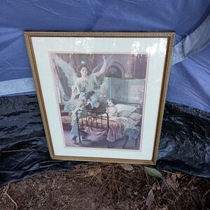 Vintage Angelic Art Print with Gold Frame